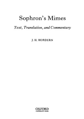 Sophron's Mimes: Text, Translation, and Commentary