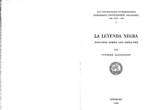 La Leyenda Negra. Estudios sobre sus orígenes