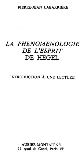 La Phénoménologie de l'Esprit de Hegel