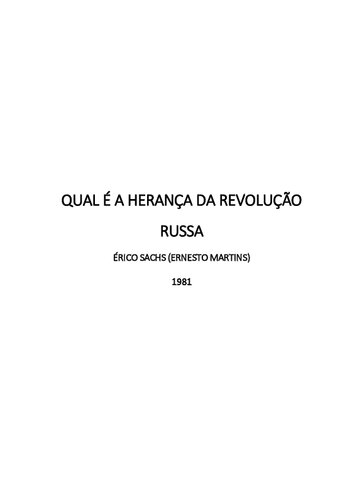 Qual é a herança da revolução russa