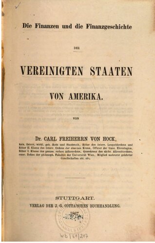 Die Finanzen und die Finanzgeschichte der Vereinigten Staaten von Amerika