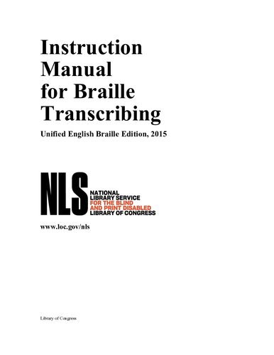 Instruction Manual for Braille Transcribing