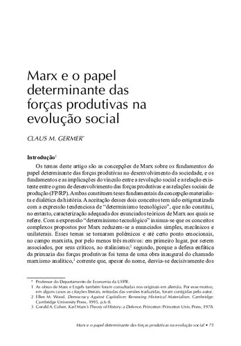 Marx e o papel determinante das forças produtivas na evolução social