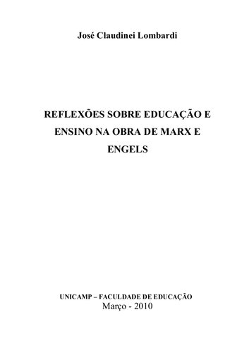 Reflexões sobre educação e ensino na obra de Marx e Engels