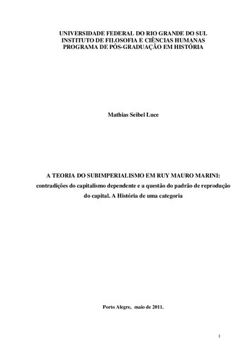 A Teoria do Subimperialismo em Ruy Mauro Marini