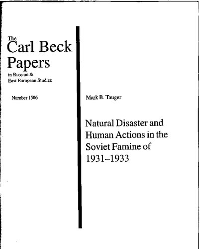 Natural Disaster and Human Actions in the Soviet Famine of 1931-1933