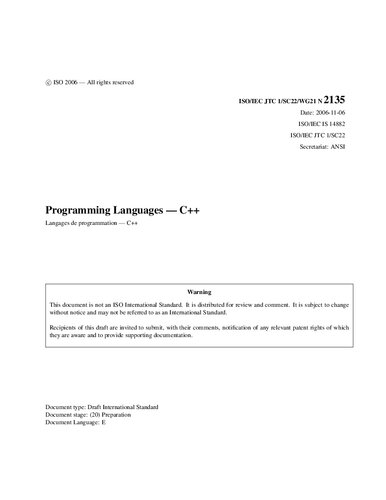 International Standard ISO-IEC 14882: Programming Languages: C++