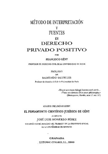 Método de Interpretación y Fuentes en Derecho Privado Positivo