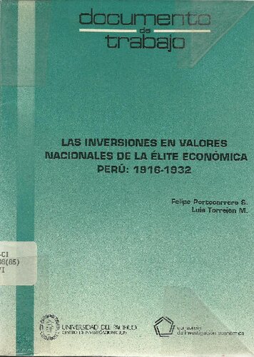 Las inversiones en valores nacionales de la élite económica. Perú: 1916-1932