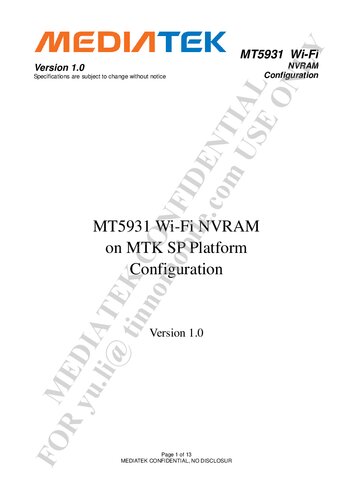 MT5931 Wi-Fi NVRAM on MTK SP Platform Configuration