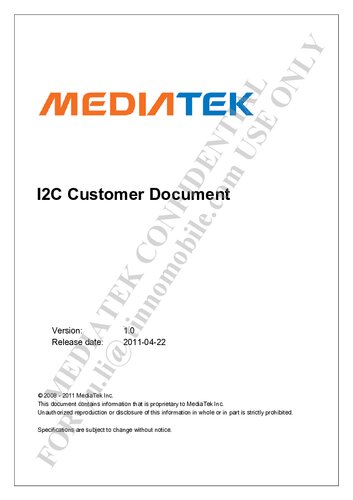 MT6573 I2C Customer Document