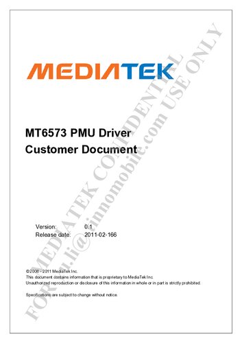 MT6573 PMU Driver Customer Document