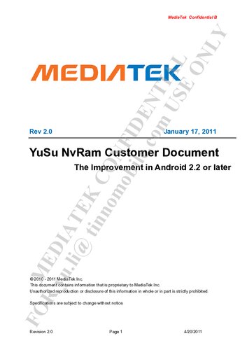 MT6573 YuSu NVRAM Customer Document