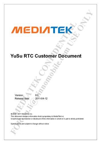 MT6573 YuSu RTC Customer Document