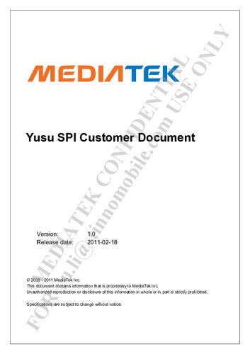 MT6573 YuSu SPI Customer Document