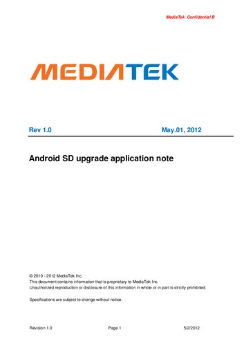 Android SD upgrade application note