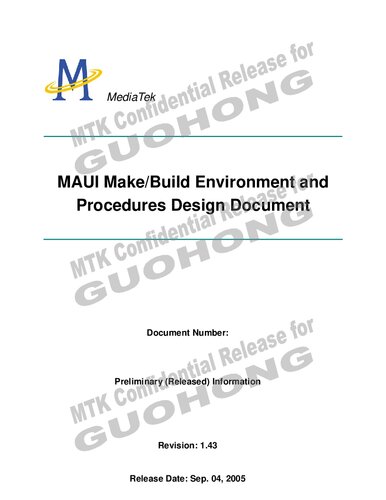 MAUI Make/Build Environment and Procedures Design Document