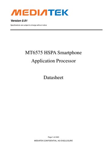 MT6575 HSPA Smartphone Application Processor Datasheet