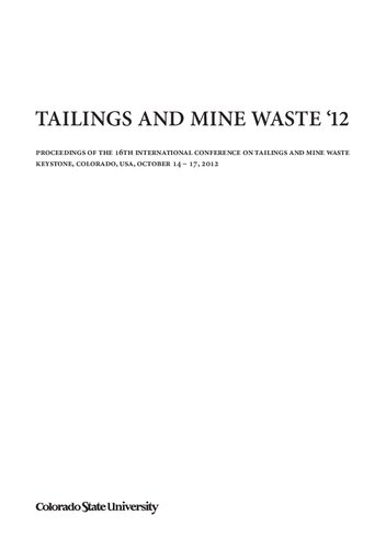 Tailings and Mine Wate 2012