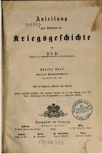 Anleitung zum Studium der Kriegsgeschichte