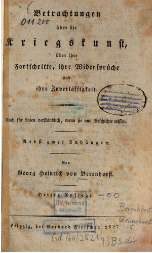 Betrachtungen über die Kriegskunst, über ihre Fortschritte, ihre Widersprüche und ihre Zuverlässigkeiten