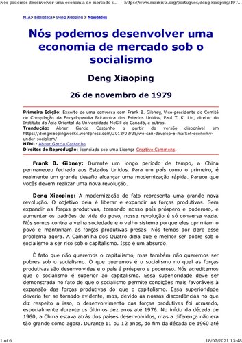 Nós podemos desenvolver uma economia de mercado sob o socialismo