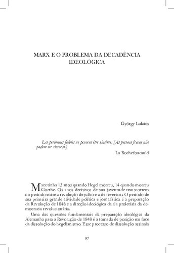 Marx e o problema da decadência ideológica