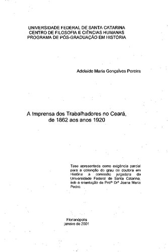 A imprensa dos trabalhadores no Ceará, de 1862 aos anos 1920