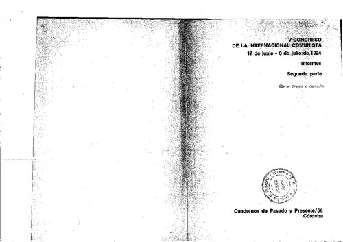 V congreso de la Internacional Comunista: 17 de junio - 8 de julio de 1924