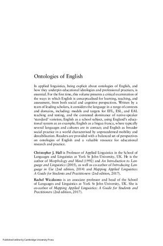 Ontologies of English : conceptualising the language for learning, teaching, and assessment