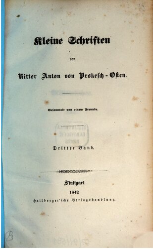 Kleine Schriften von Ritter Anton von Prokesch-Osten / Militärisches III