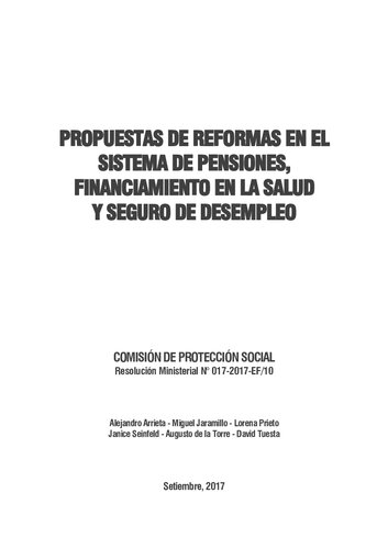 Propuesta de reformas en el sistema de pensiones, financiamiento en la salud y seguro de desempleo