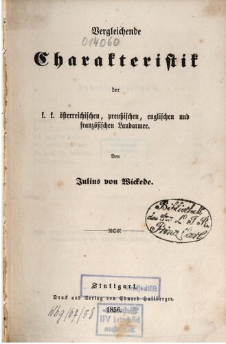 Vergleichende Charakteristik der k. k. österreichischen, preußischen, englischen und französischen Landarmee