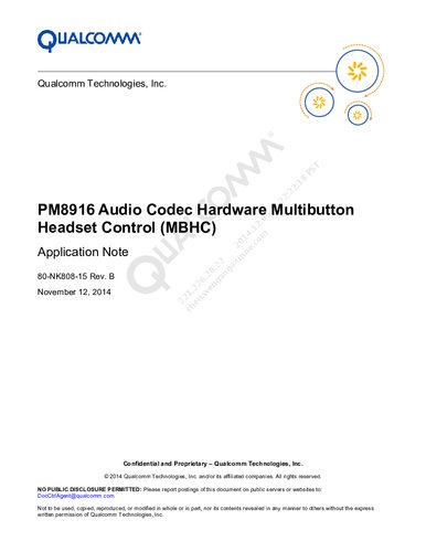 PM8916 Audio Codec Hardware Multibutton Headset Control (MBHC) Application Note