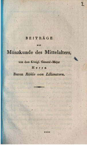 Beiträge zur Münzkunde des Mittelalters