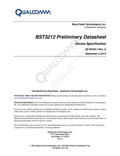 BST3212 Preliminary Datasheet Device Specification