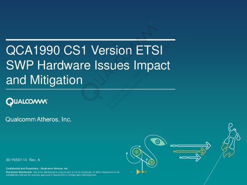 QCA1990 CS1 Version ETSI SWP Hardware Issues Impact and Mitigation