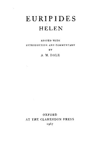 Euripides: Helen (edited with introduction and commentary)