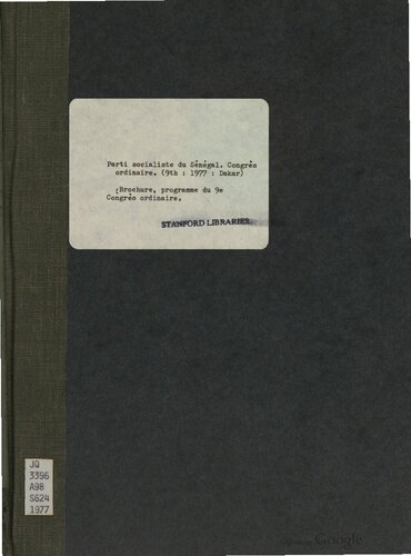 Parti socialiste du Sénégal. 9e Congrès ordinaire. Dakar, 27 et 28 décembre 1977