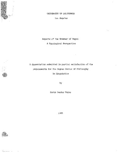 Aspects of the Grammar of Yagua: A Typological Perspective