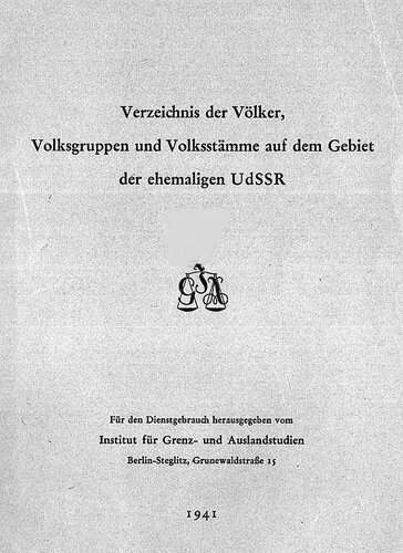 Verzeichnis der Voelker der UdSSR 1941