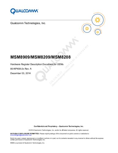 MSM8909/MSM8209/MSM8208 Hardware Register Description Document for OEMs