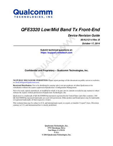 QFE3320 Low/Mid Band Tx Front-End Device Revision Guide