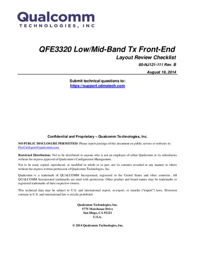 QFE3320 Low/Mid-Band Tx Front-End Layout Review Checklist