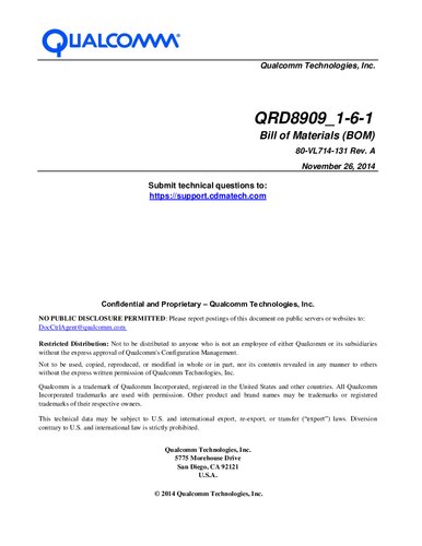 QRD8909_1-6-1 Bill of Materials (BOM)