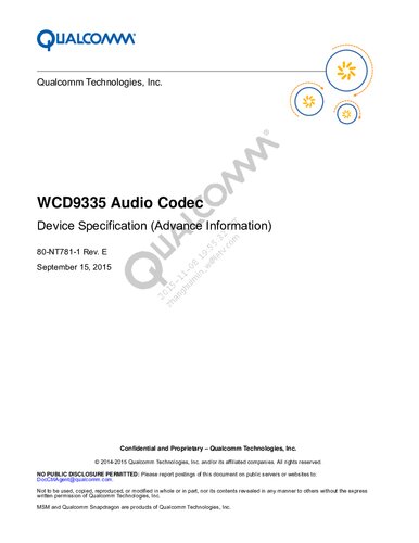 WCD9335 Audio Codec Device Specification (Advance Information)