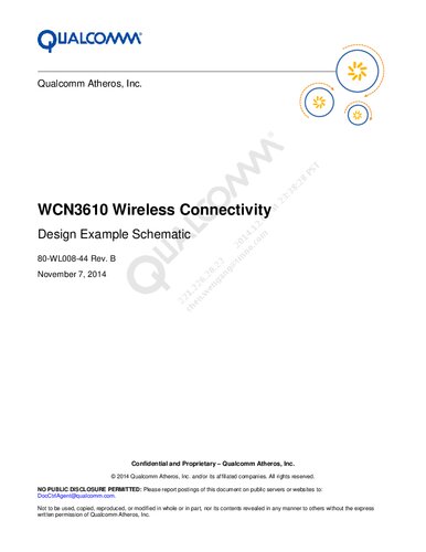 WCN3610 Wireless Connectivity Design Example Schematic