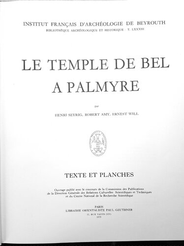 Le temple de Bel a Palmyre [1] Texte et planches.