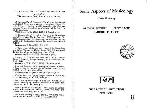 Some aspects of musicology : three essays