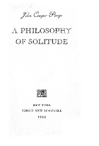 A Philosophy of Solitude